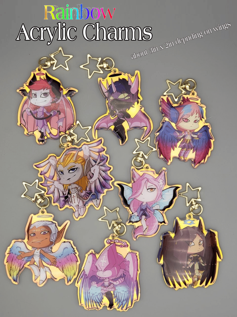 High quality FULL SET OF 8 / ten shadows acrylic charms